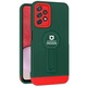 Husa Armor Design cu Stand pentru Samsung Galaxy A02s/ A03s, Verde/Rosu, Suport Auto Magnetic, Wireless Charge, Protectie Antisoc, Leski