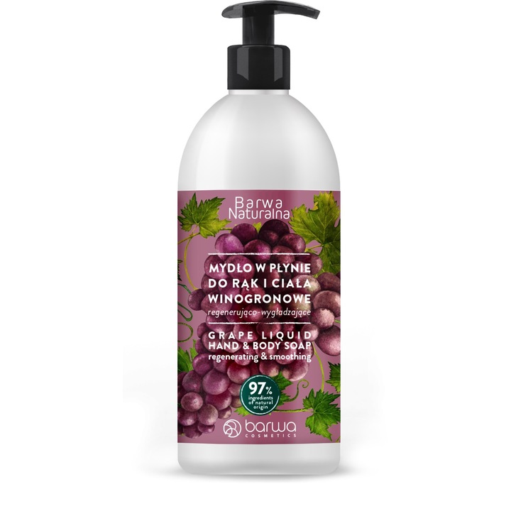 Течен сапун с грозде, регенерация и омекотяване, Barwa Cosmetics, 500 ml