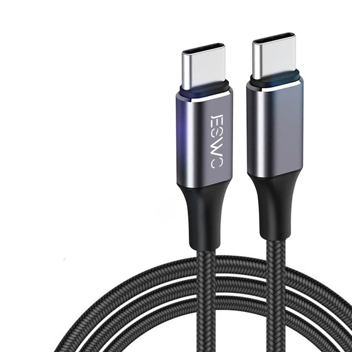 Cablu date, USB-C, JESWO, 2m, Incarcare rapida, 100W, 480Mbps, Negru