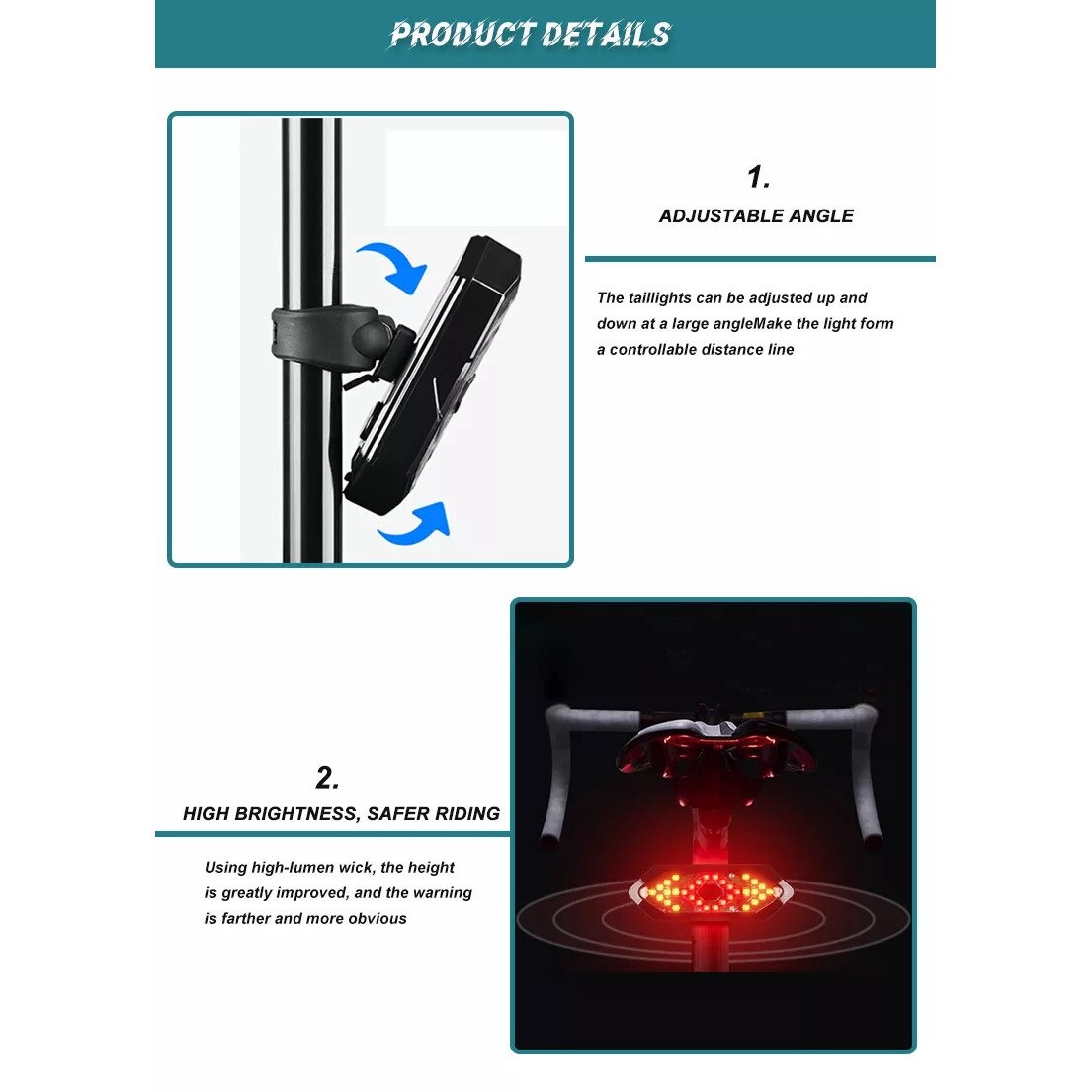 Lampa Spate Pentru Bicicleta Cu Semnalizatoare Led Uri Smd Mah Reincarcabila Prin Usb