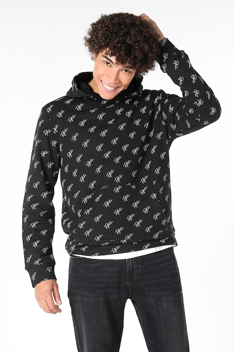 COLIN'S, Hanorac din amestec de bumbac cu model text, Negru