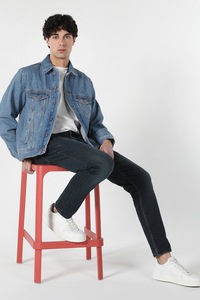 COLIN'S, Jacheta din denim cu aspect decolorat, Albastru deschis, 2XL
