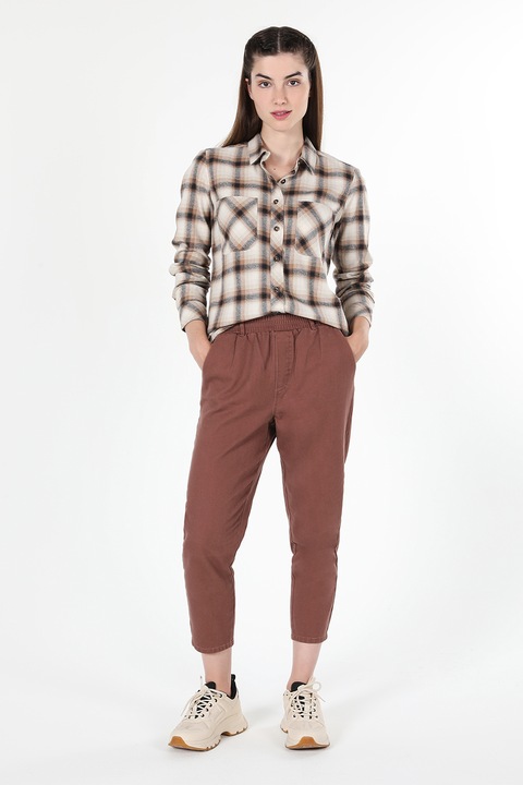 COLIN'S, Camasa cu model in carouri si buzunare pe piept, Negru/Maro/Bej