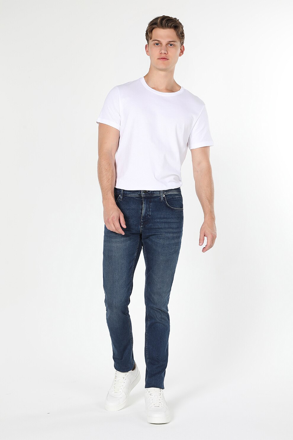 COLIN'S, Blugi slim fit cu talie medie, Albastru marin, W28-L32