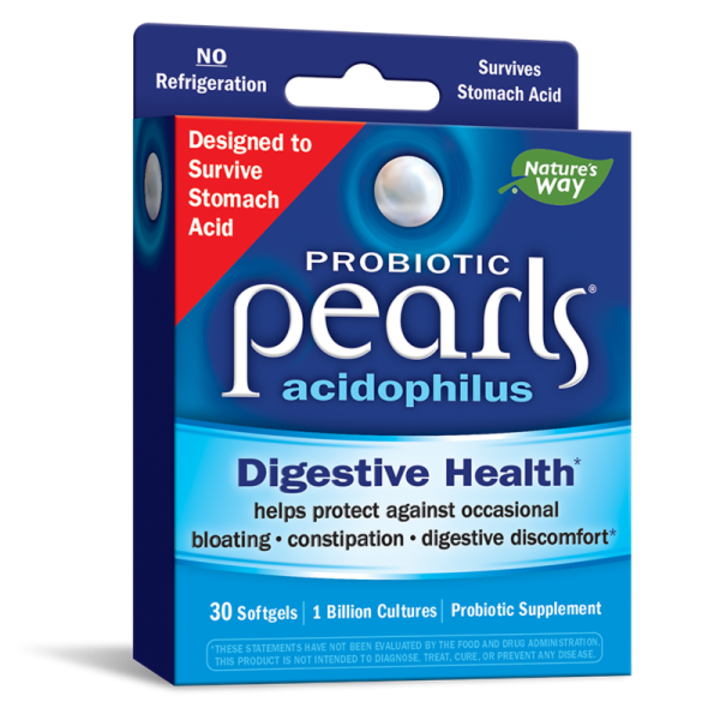 Хранителна добавка Nature’s Way, Pearls® Probiotic, Пърлс® Пробиотик, 1 млрд. активни пробиотици x 30 софтгел капсули
