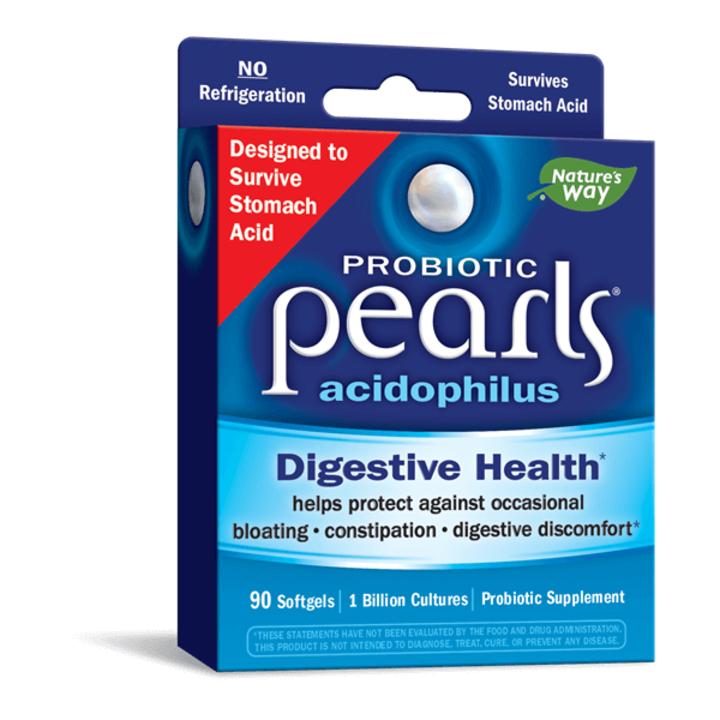Хранителна добавка Nature’s Way, Pearls® Probiotic, Пърлс® Пробиотик, 1 млрд. активни пробиотици x 90 софтгел капсули