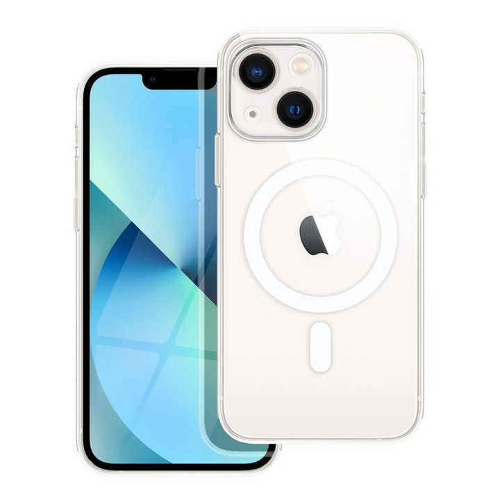 iPhone 13 kompatibilis hátlaptok, telefon tok, MagSafe kompatibilis, erősített sarkokkal, átlátszó, Anti Shock Mag Cover, 1.5mm