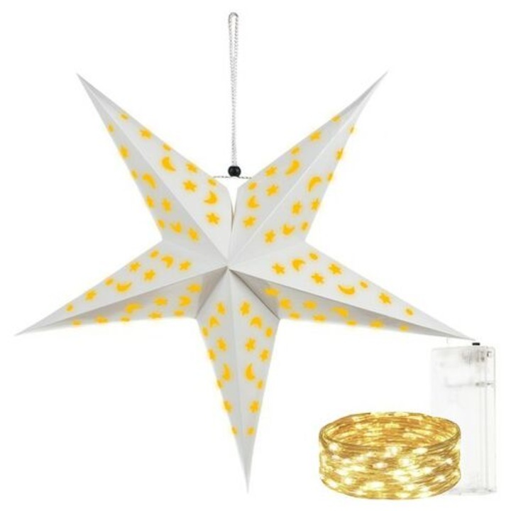 Karácsonyi csillag, 10 micro LED-es, 50 cm