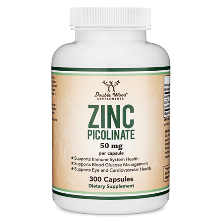 Хранителна добавка Double Wood, Zinc Picolinate, Цинк Пиколинат, 300 капсули