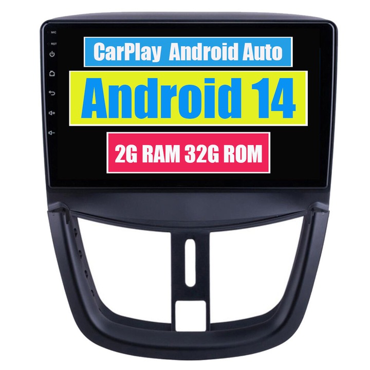 Navigatie GPS pentru Peugeot 207 207CC 207SW 2006-2015 CarPlay Android Radio Bluetooth 2GB RAM, 32GB ROM