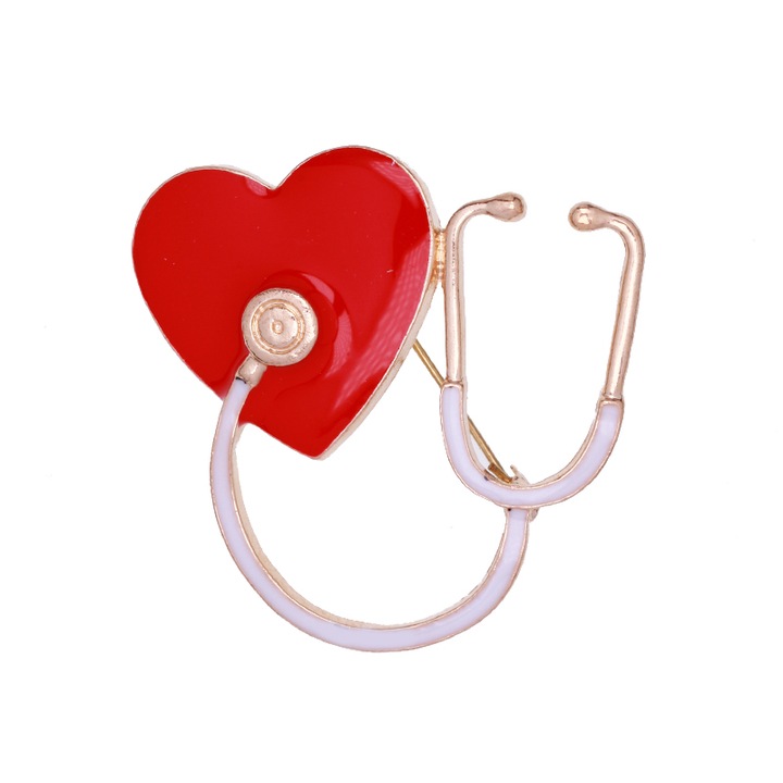 Martisor Brosa Stetoscop Inima Alb