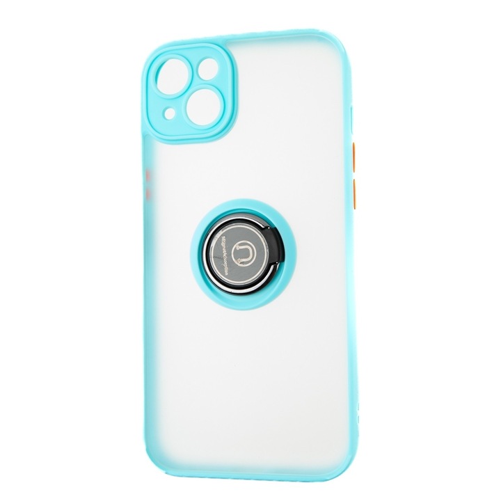 Capac Protectie Spate Colectia Soft Shape With Ring Compatibil Cu iPhone 14 Plus - Albastru Deschis