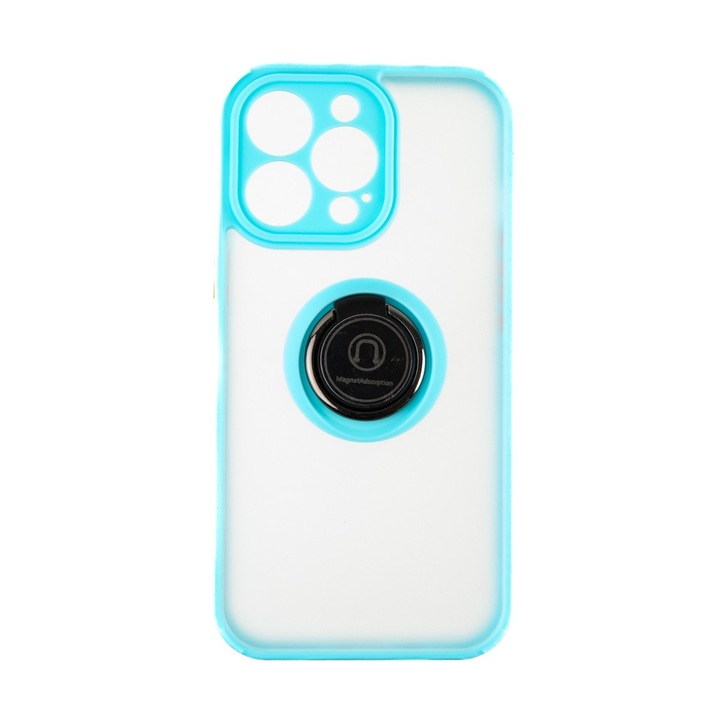 Capac Protectie Spate Colectia Soft Shape With Ring Compatibil Cu iPhone 13 Pro - Albastru Deschis
