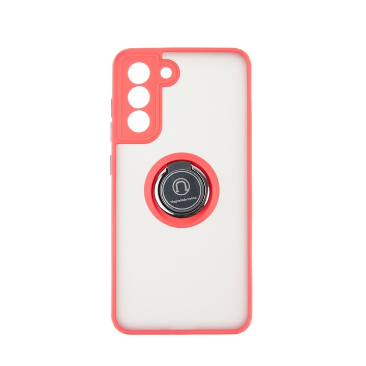 Capac Protectie Spate Colectia Soft Shape With Ring Compatibil Cu Samsung Galaxy S21 Fe - Rosu