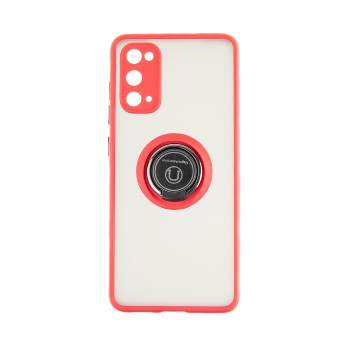 Capac Protectie Spate Colectia Soft Shape With Ring Compatibil Cu Samsung Galaxy S20 - Rosu