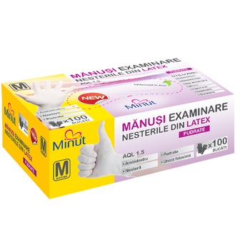 Manusi examinare usor pudrate, Minut, marimea M Manusi examinare usor pudrate, Minut, marimea M