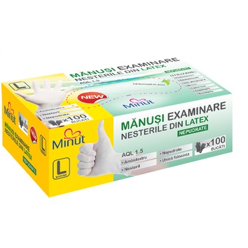 Manusi examinare nepudrate Minut, marimea L Manusi examinare nepudrate Minut, marimea L