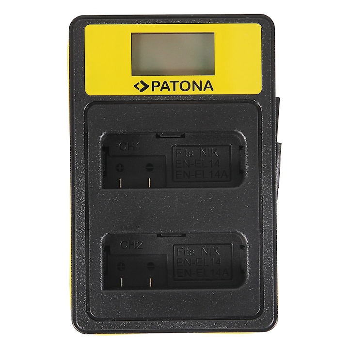 Incarcator Smart Patona USB Dual EN-EL14 cu ecran LCD compatibil Nikon CoolPix P7000, P7100, P7700, P7800, D3100, D3200, D5100, D5200, D5300-141622