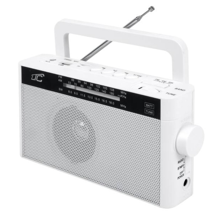 Radio portabil LXLTC2028B, LTC, BT/USB/TF/AUX, Alb