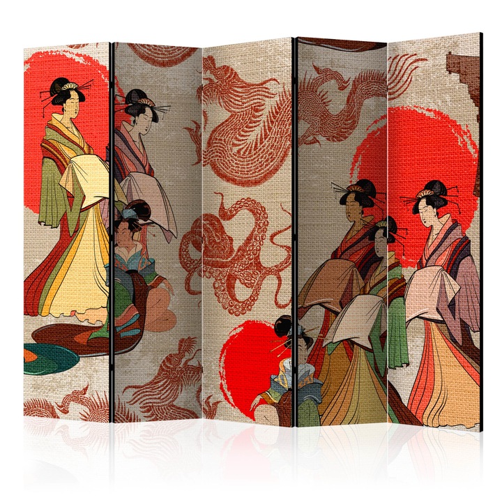 Artgeist 5 részes paraván, Geishas II, 225 x 172 cm
