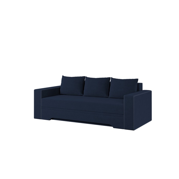 Canapea Bella, extensibila, lada depozitare, stofa, 228 x 106 x 88 cm, Albastru