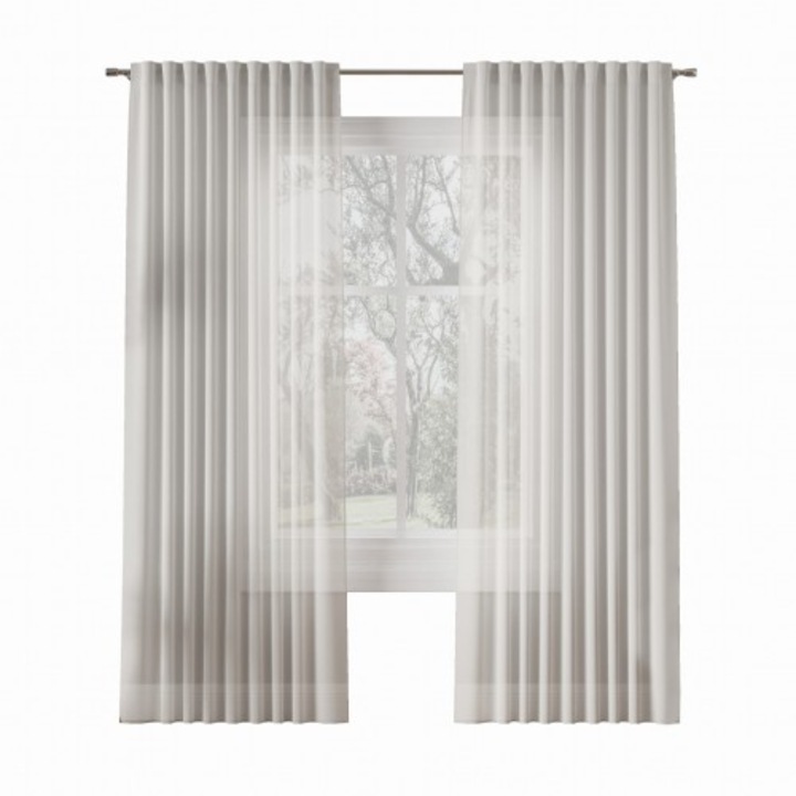 Дълго перде Basic, воал, 145х300 см, 100 % полиестер, бял