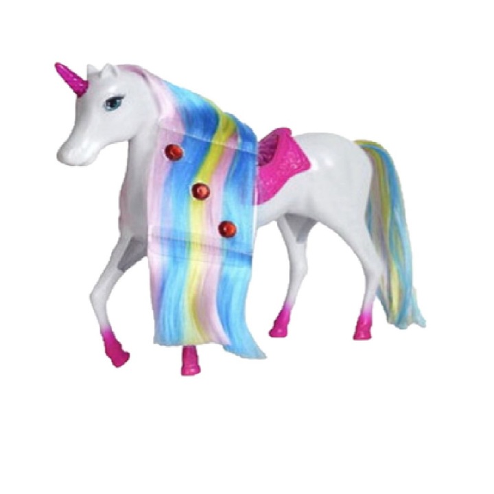 Музикален еднорог със светлини, бял, 29.5 см