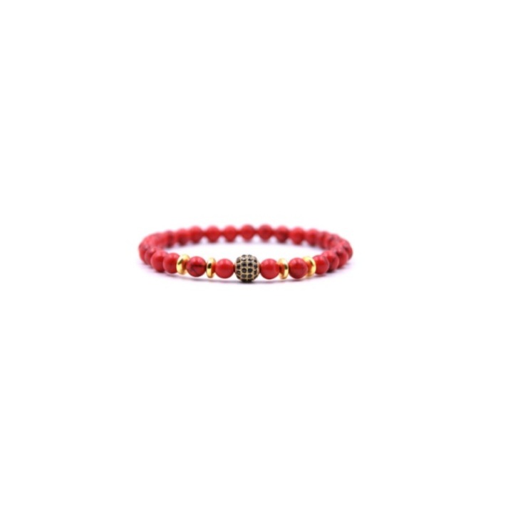 Bratara AVAMSI RED DIAMOND din roca vulcanica, pietre semipretioase, unisex, reglabila AVBB116
