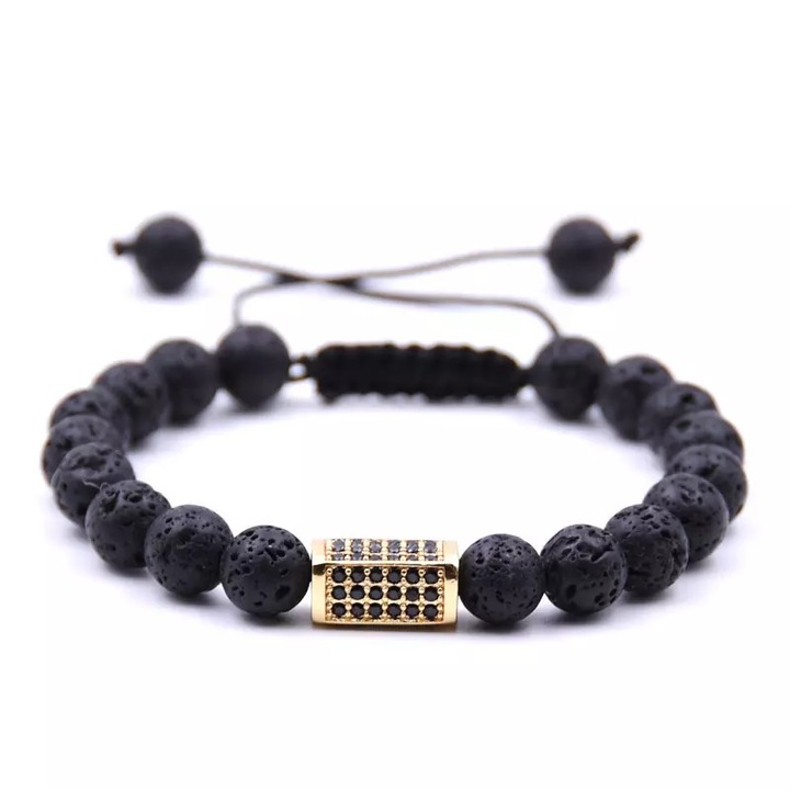 Bratari AVAMSI din roca vulcanica, pietre semipretioase, unisex, reglabila