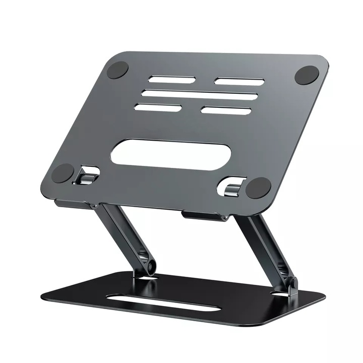 Stand reglabil pentru laptop MTP, Aluminiu, unghi inclinare reglabil, pliabil, Space Gray