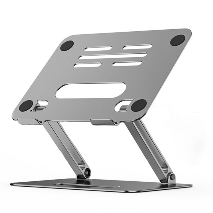 Регулируема стойка за лаптоп MTP, алуминий, регулируем ъгъл на наклон, сгъваема, сребриста