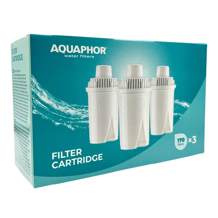 Cartus filtrant B15 pentru 170 litri apa potabila, Aquaphor, set 3 buc, 108 x 53 mm