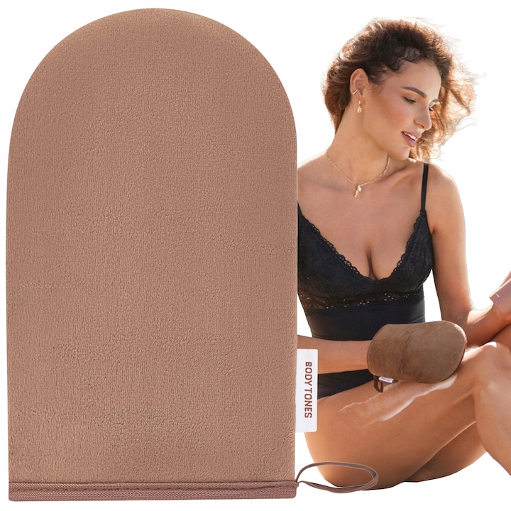 Manusa Pentru Aplicarea Autobronzantului, Body Tones, Dubla Fata, Reutilizabila, Material: Poliuretan 60%, Viscoza 8%, Poliester 32%, Marime Universala