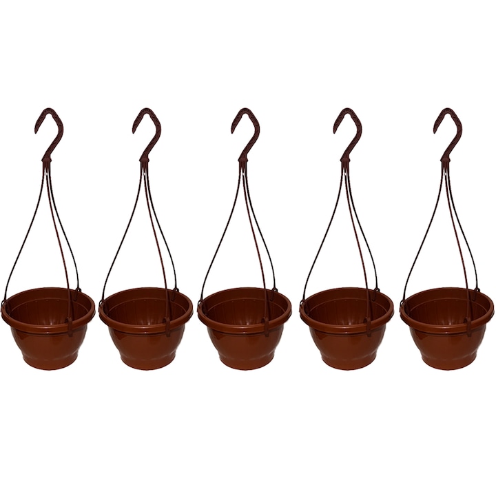 Set 5 ghivece suspendate Agronomat cu agatatori volum 2.5L 21cm diametru