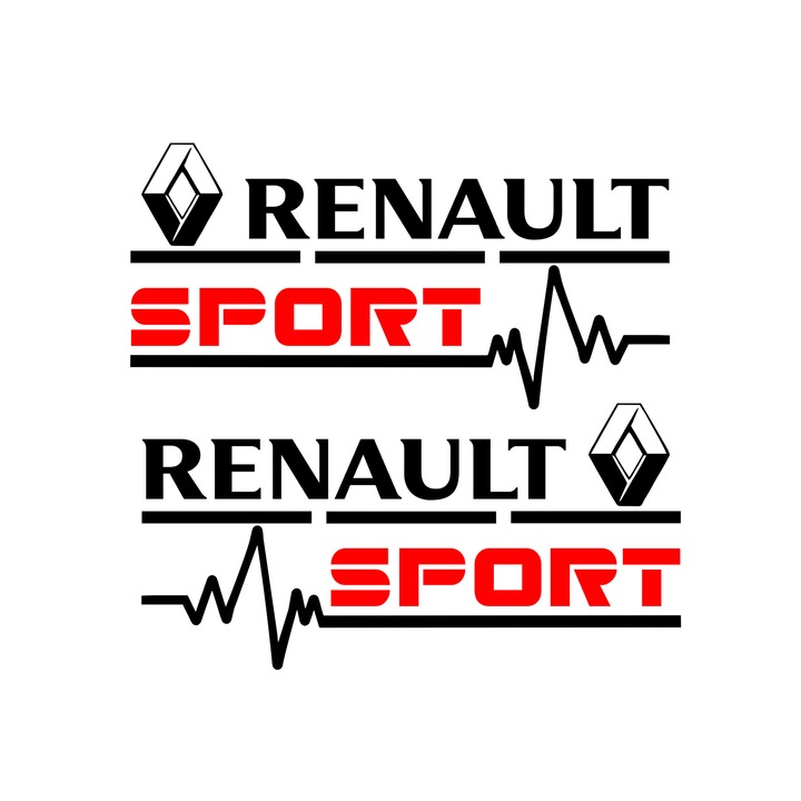 Sticker auto, oglinda, renault, negru-rosu, 2 buc, set, 17 x 8 cm