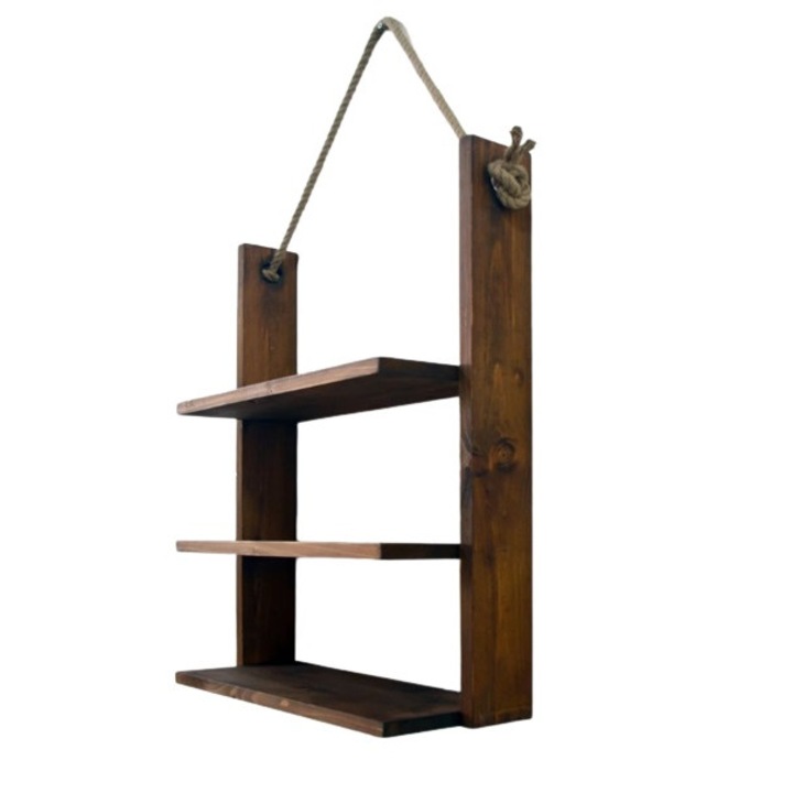 Raft de perete cu sfoara, Denver, 40x50x20 cm, palisandru