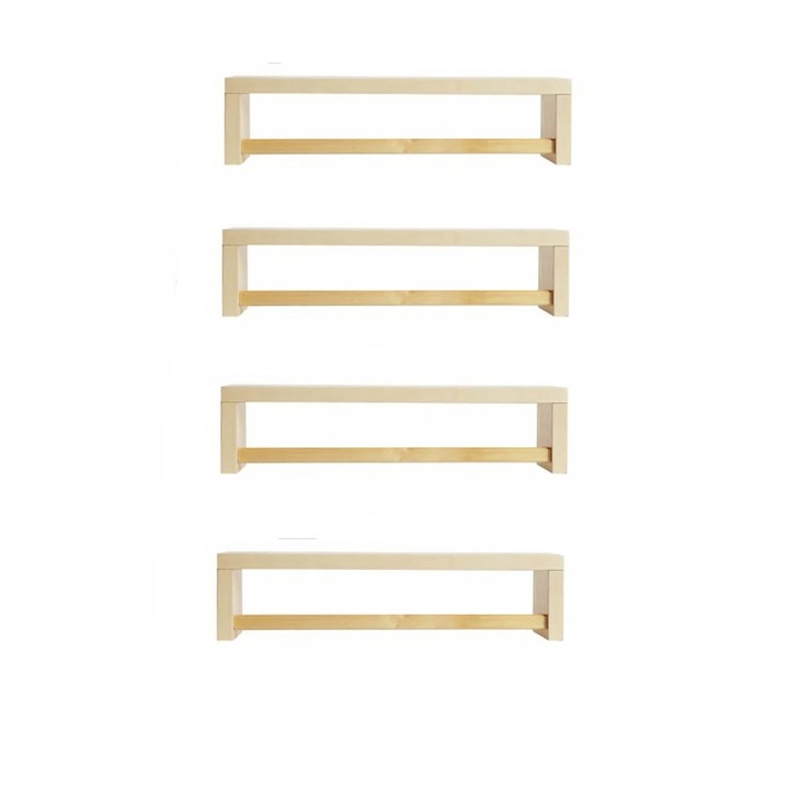 Set 4 rafturi din lemn, Tucson 3, 40x10x9.4 cm, natur