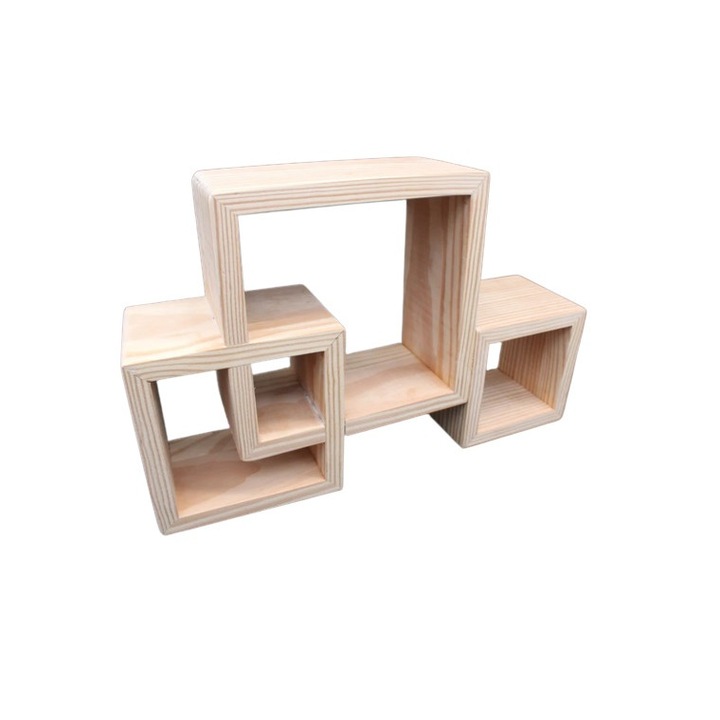 Raft de perete din lemn, Houston, 40x30x9.4 cm, natur