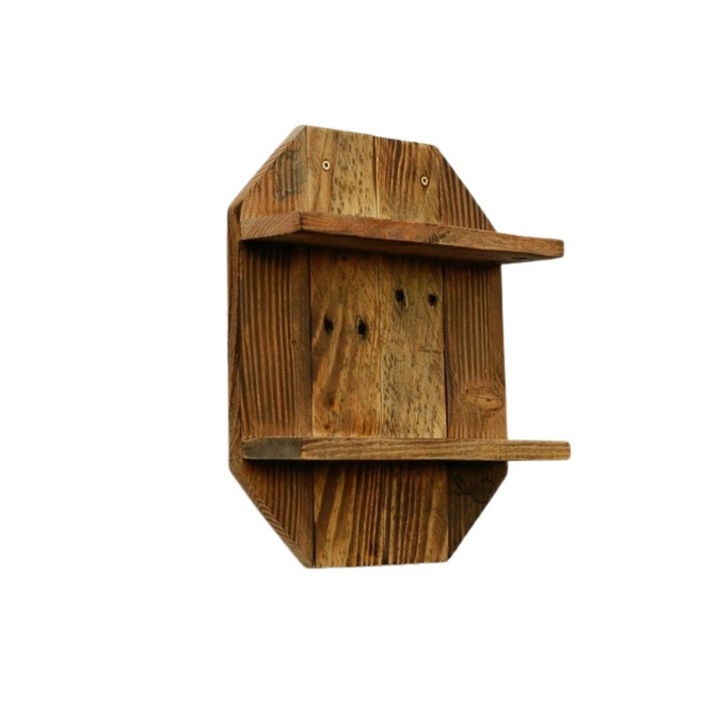 Raft de perete, suport pentru flori, Utrecht, 43x37.5x11.2 cm, nuc