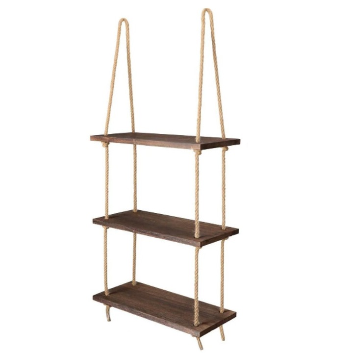 Raft de perete cu sfori, Linz, 40x90x20 cm, nuc