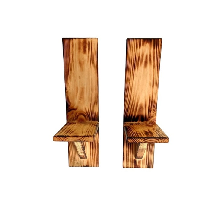 Set 2 rafturi/suport lumanari, Mainz, 11.4x30x11.4 cm, natur