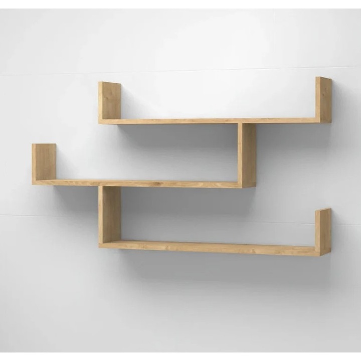 Raft de perete din lemn, Peterborough, 70x40x11.4 cm, natur