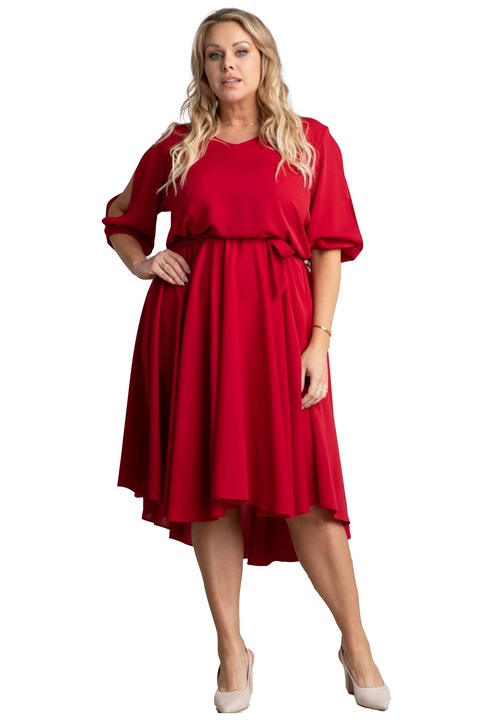 Rochie dama Karko, Poliester/Viscoza, Rosu, Rosu