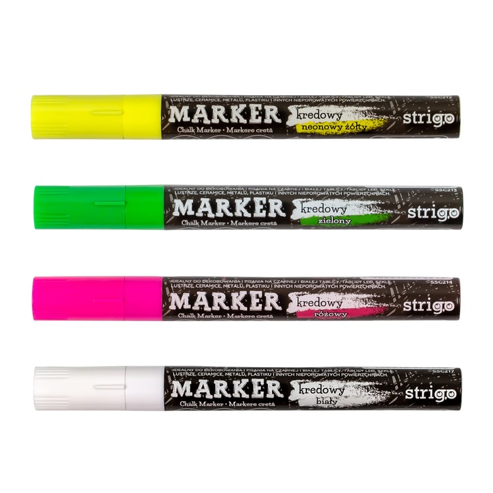 4 db Creta Lichida marker készlet, Strigo, kerek hegyű, tarka