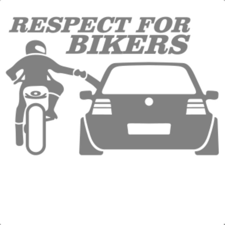 Sticker decorativ perete, auto si geam, Respect for bikers, golf 4, Gri, 25 cm