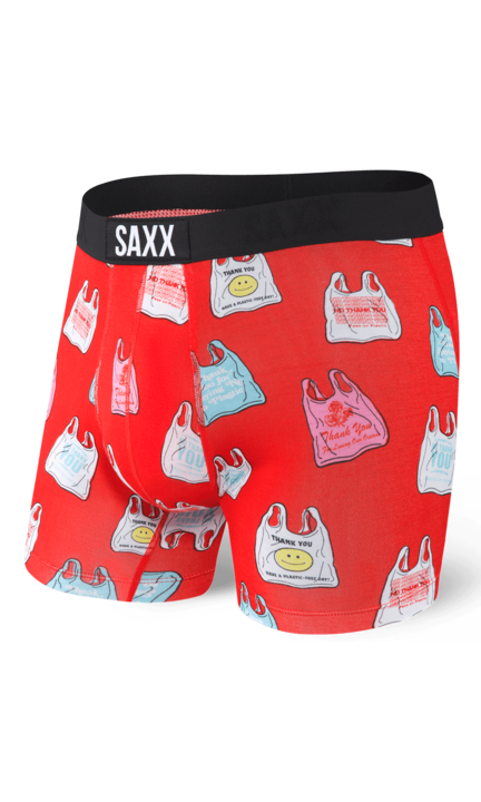 Boxeri barbati Saxx Vibe, marimea S, confort premium, lenjerie intima respirabila din viscoza si elastan, design modern Rosu cu Alb, ideali pentru sport si uz zilnic, originali Saxx, calitate superioara, oferta speciala pentru confort maxim