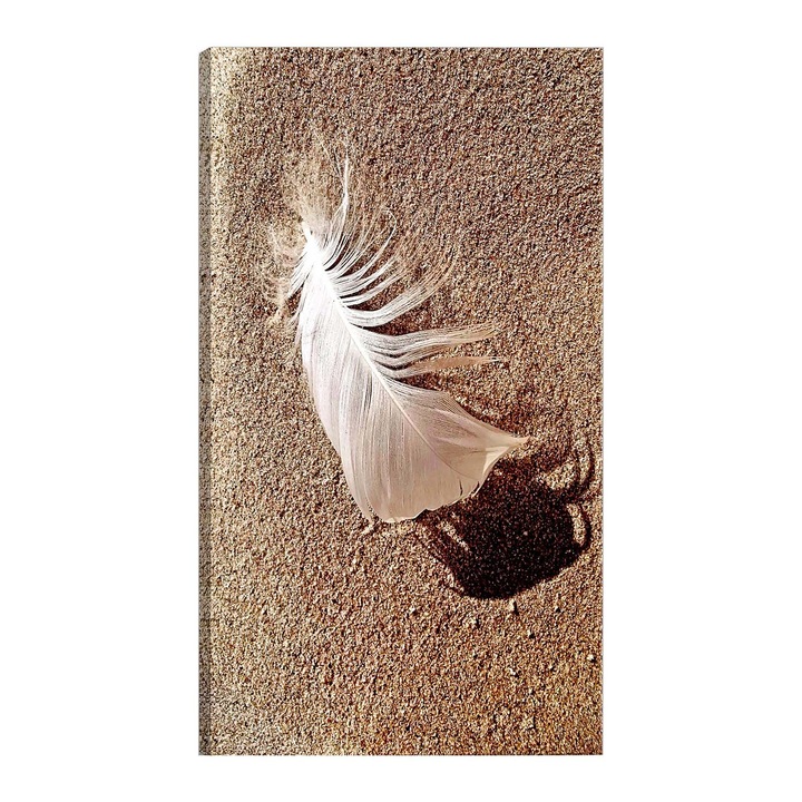 Tablou canvas Artgeist, Feather on the Sand Vertical, 40 x 60 cm