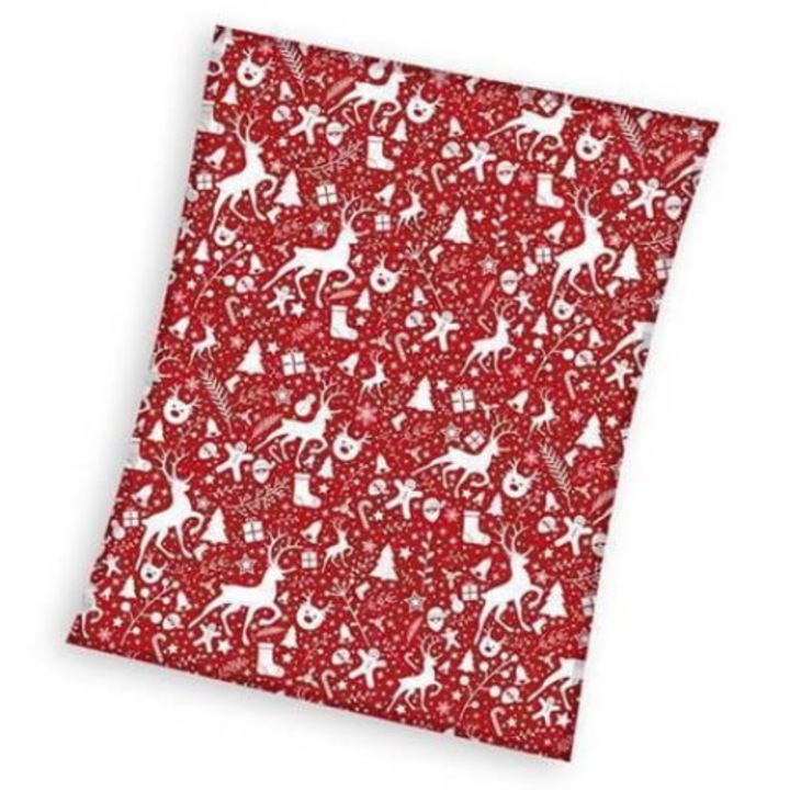 Patura pufoasa de Craciun, Carbotex, Poliester, 150x200 cm, Rosu
