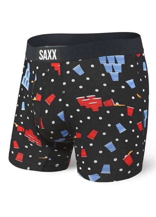 Boxeri barbati Saxx Vibe Tehnologie BallPark Pouch, ultra-confortabili, respirabili, Viscoza/Elastan premium, ideali sport/zilnic, Negru/Albastru Inchis, Marimea S - Suport Ergonomic si Performanta pentru Barbati Activi