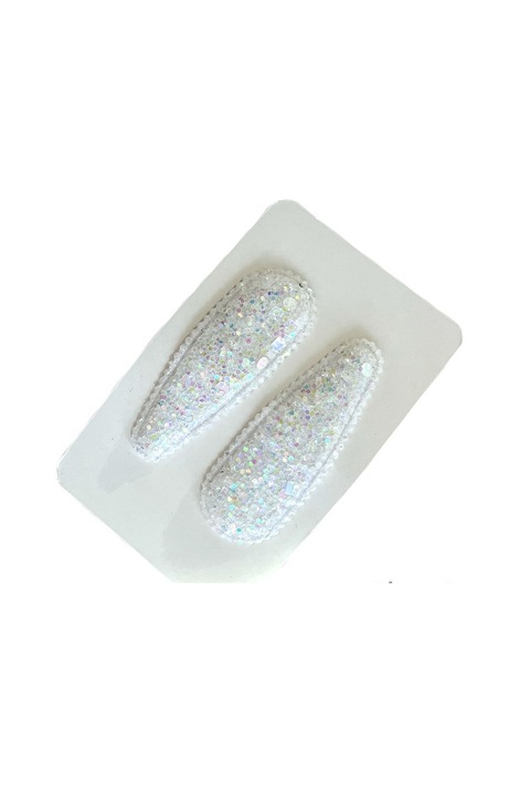 Hajcsat, Glitter Clips White, 5 cm